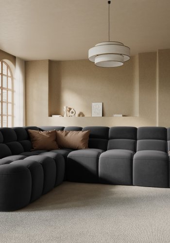 MICADONI  Venstre hjrnesofa i flyel, Lisa, 5 seter, 293x234x77