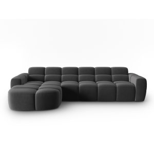 MICADONI Lisa 4 pers. hjrnesofa, venstre - mrkegr fljl stof