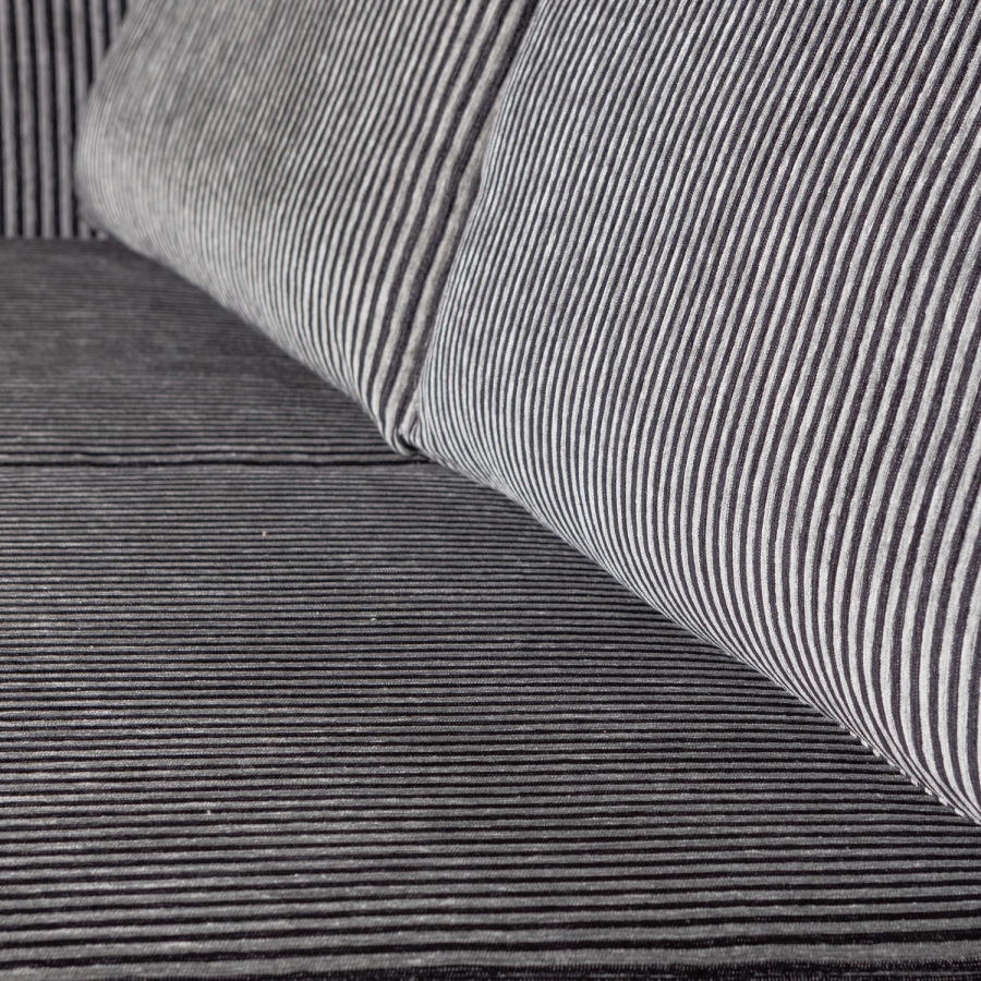 WOOOD RODEO 2,5-sits soffa med ränder, svart/gr