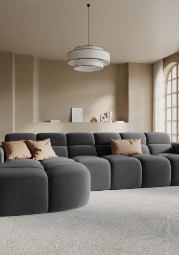 MICADONI  Venstre hjrnesofa i flyel, Lisa, 4 seter, 310x170x77