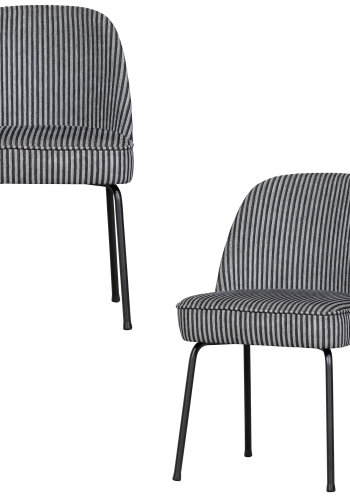 WOOOD Vogue spisebordsstol - gr og sort stribet stof og metal