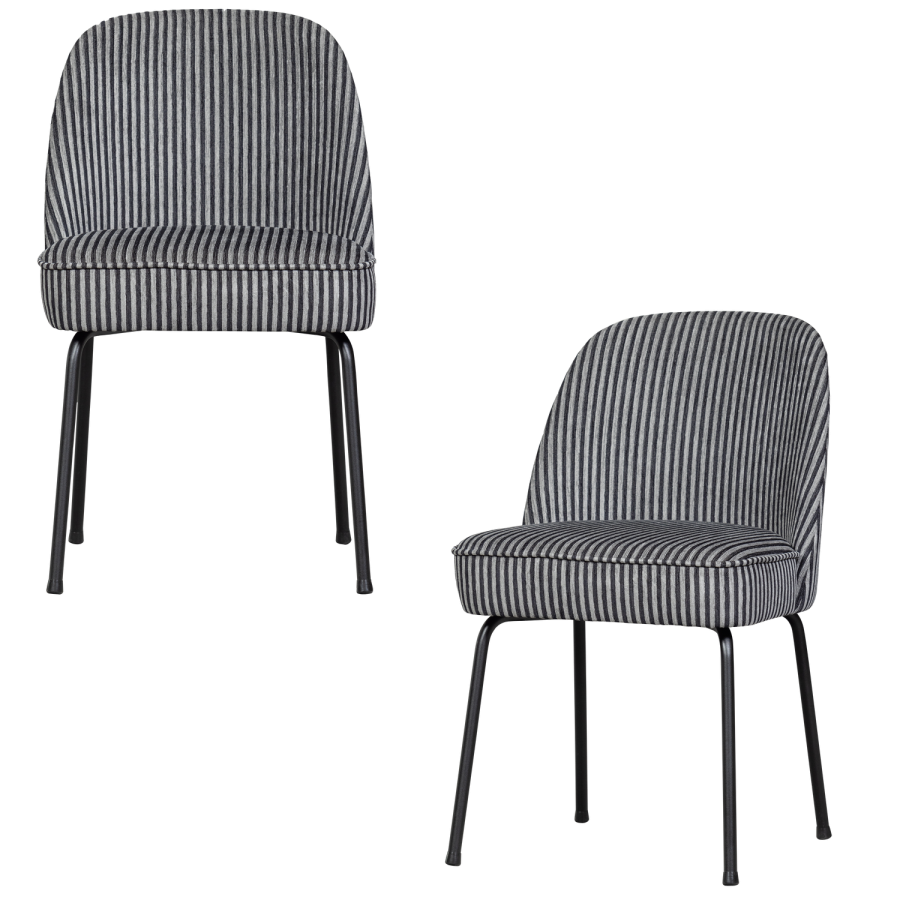 WOOOD VOGUE SPISESTOL STRIPER SVART/GR