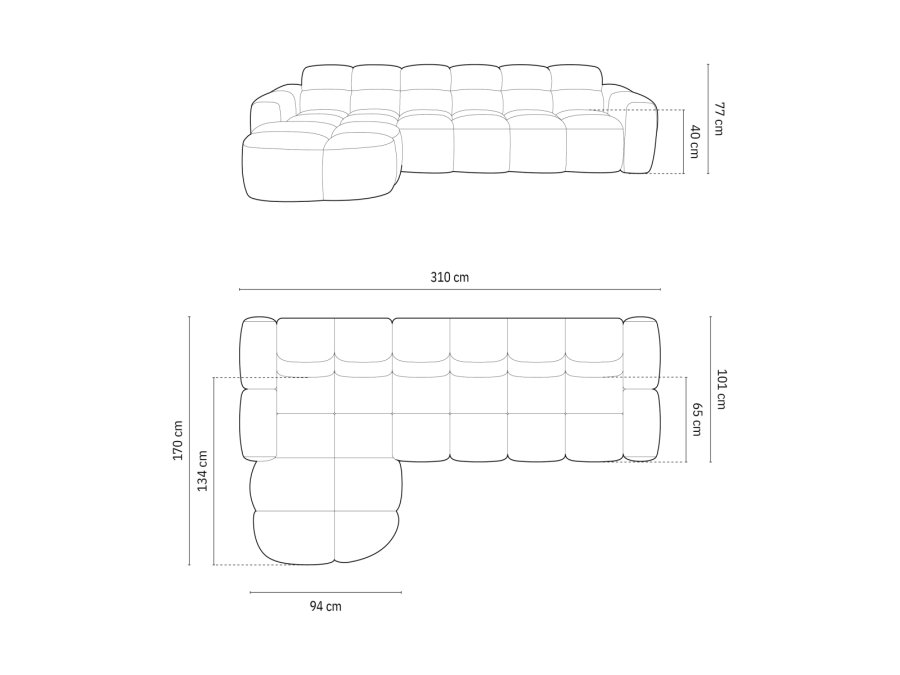 MICADONI  Venstre hjrnesofa, Lisa, 4 seter, 310x170x77