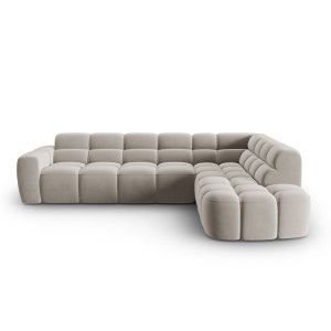 MICADONI Lisa 5 pers. hjrnesofa, hjre - lys beige fljl stof