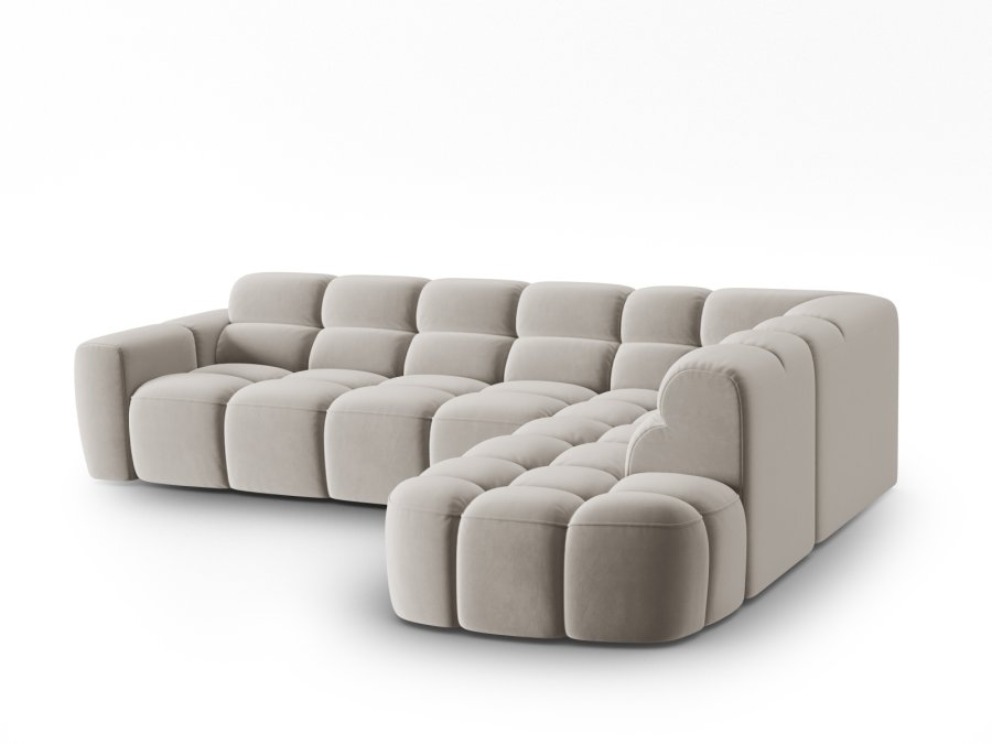 MICADONI  Hjrnesofa i flyel, Lisa, 5 seter, 293x234x77