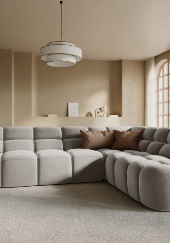 MICADONI  Hjrnesofa i flyel, Lisa, 5 seter, 293x234x77