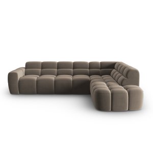 MICADONI Lisa 5 pers. hjrnesofa, hjre - lysebrun fljl stof