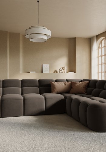 MICADONI  Hjrnesofa i flyel, Lisa, 5 seter, 293x234x77