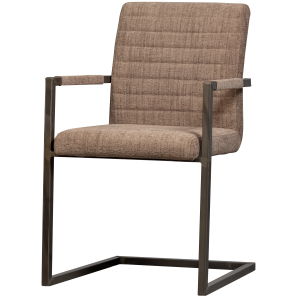 WOOOD Bas spisebordsstol, m. armln - brun melange stof og sort metal