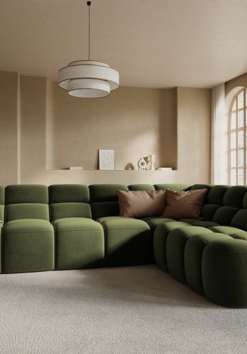 MICADONI  Hjrnesofa i flyel, Lisa, 5 seter, 293x234x77