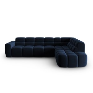 MICADONI Lisa 5 pers. hjrnesofa, hjre - kongebl fljl stof
