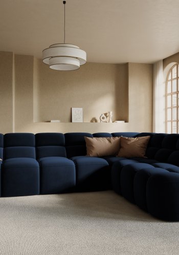 MICADONI  Hjrnesofa i flyel, Lisa, 5 seter, 293x234x77