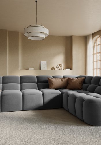 MICADONI  Hjrnesofa i flyel, Lisa, 5 seter, 293x234x77