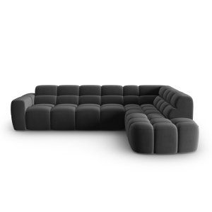 MICADONI Lisa 5 pers. hjrnesofa, hjre - mrkegr fljl stof
