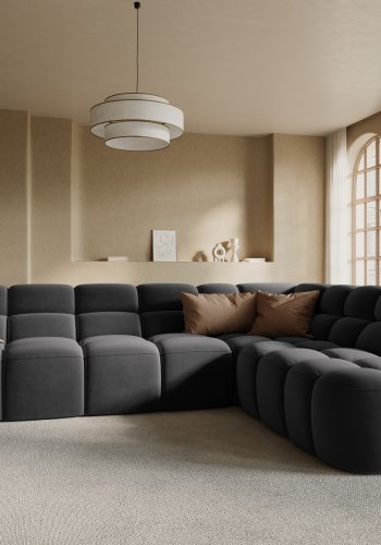 MICADONI  Hjrnesofa i flyel, Lisa, 5 seter, 293x234x77