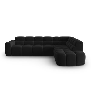 MICADONI Lisa 5 pers. hjrnesofa, hjre - sort fljl stof