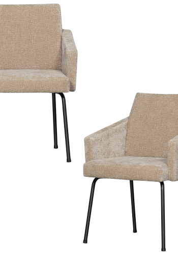 WOOOD Mount spisebordsstol, m. armln - sand 3D chenille polyester stof og metal