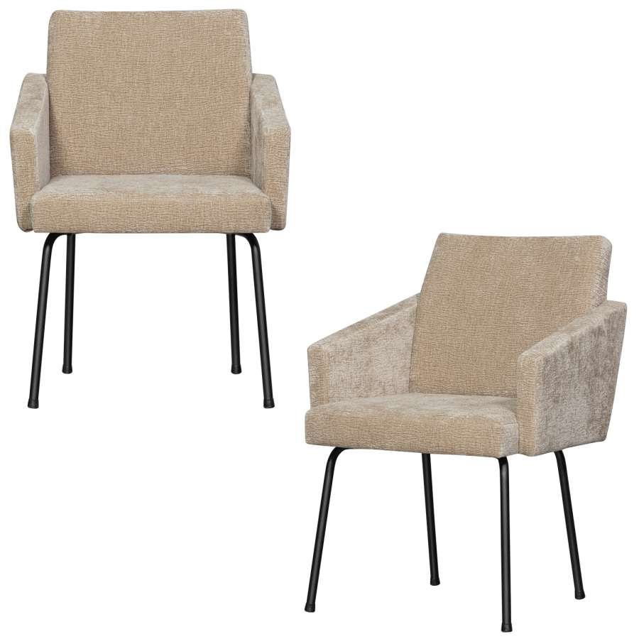 WOOOD MOUNT SPISESTOL MED ARMLEN 3D CHENILLE SAND