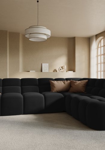 MICADONI  Hjrnesofa i flyel, Lisa, 5 seter, 293x234x77