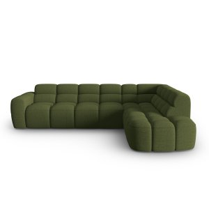 MICADONI Lisa 5 pers. hjrnesofa, hjre - grn melange struktur stof