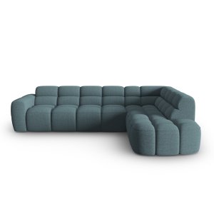MICADONI Lisa 5 pers. hjrnesofa, hjre - lysebl struktur stof