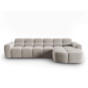 MICADONI Lisa 4 pers. hjrnesofa, hjre - lys beige fljl stof