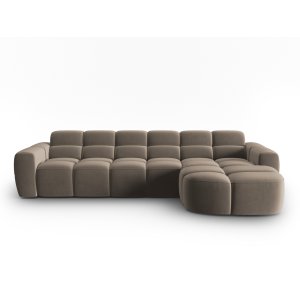 MICADONI Lisa 4 pers. hjrnesofa, hjre - lysebrun fljl stof