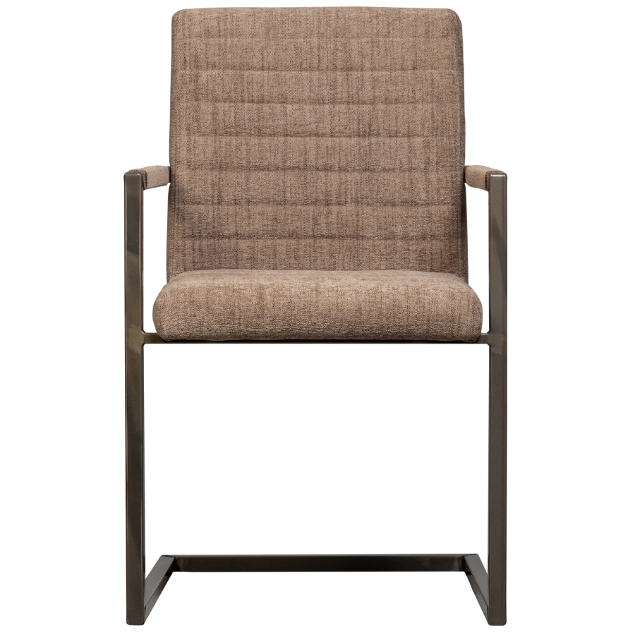 WOOOD Bas spisebordsstol, m. armln - brun melange stof og sort metal