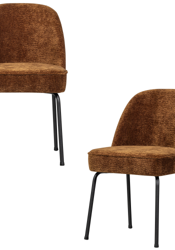 WOOOD Vogue spisebordsstol - mellembrun 3D chenille stof og metal
