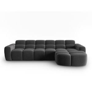 MICADONI Lisa 4 pers. hjrnesofa, hjre - mrkegr fljl stof