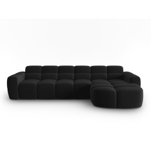 MICADONI Lisa 4 pers. hjrnesofa, hjre - sort fljl stof