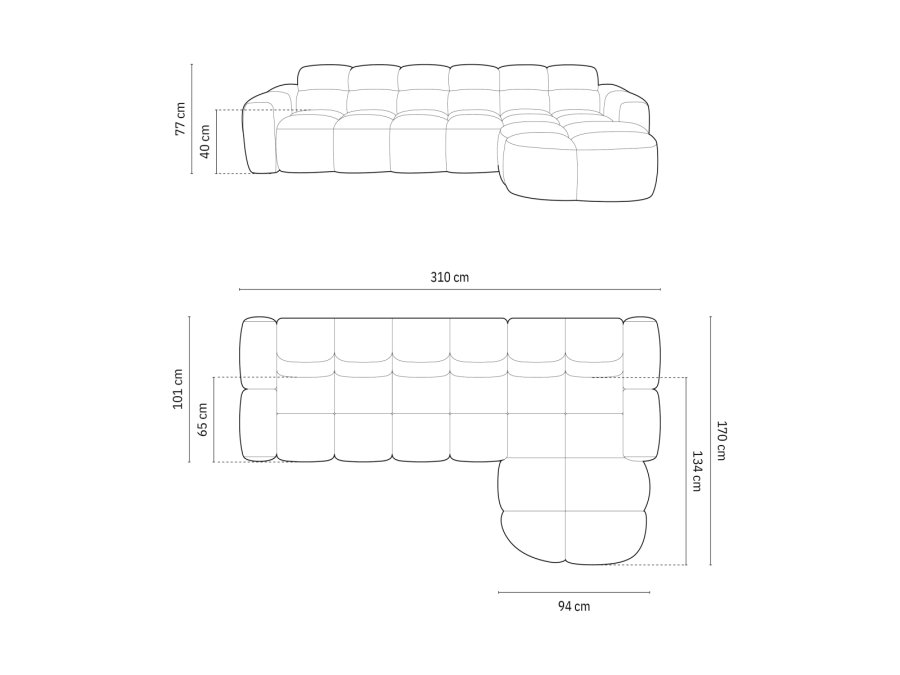 MICADONI  Hyresofa, Lisa, 4 seter, 310x170x77