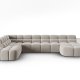 MICADONI  Venstre hjrnesofa i flyel, Lisa, 7 seter, 387x234x77