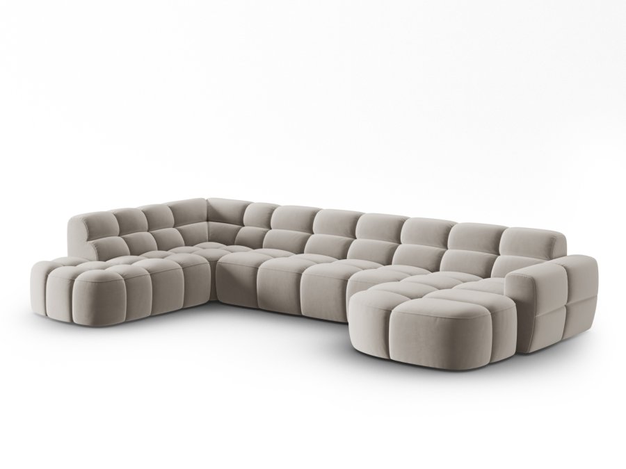 MICADONI  Venstre hjrnesofa i flyel, Lisa, 7 seter, 387x234x77