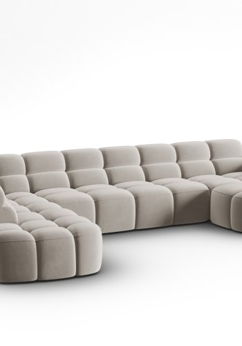 MICADONI  Venstre hjrnesofa i flyel, Lisa, 7 seter, 387x234x77