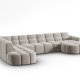 MICADONI  Venstre hjrnesofa i flyel, Lisa, 7 seter, 387x234x77