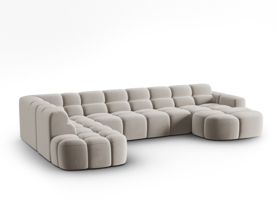 MICADONI  Venstre hjrnesofa i flyel, Lisa, 7 seter, 387x234x77
