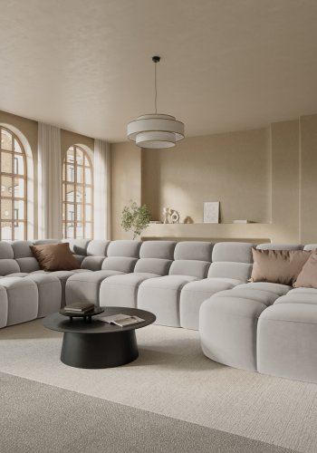 MICADONI  Venstre hjrnesofa i flyel, Lisa, 7 seter, 387x234x77