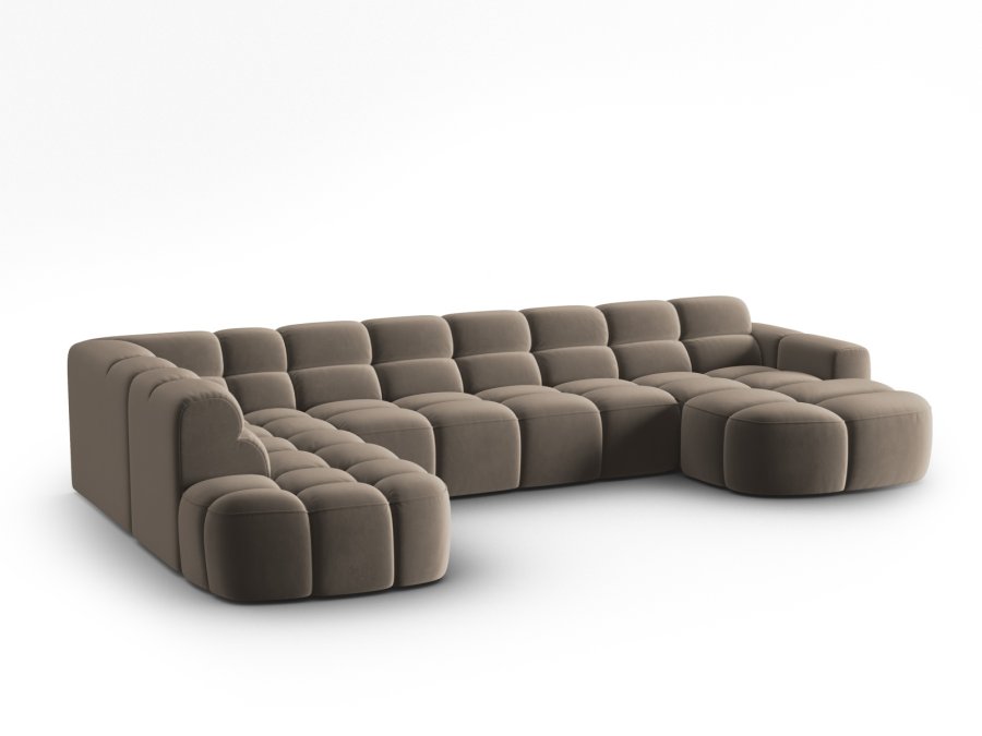 MICADONI  Venstre hjrnesofa i flyel, Lisa, 7 seter, 387x234x77