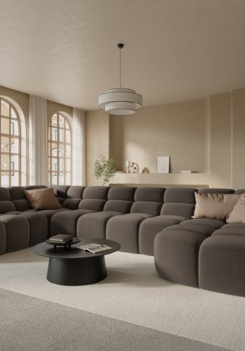 MICADONI  Venstre hjrnesofa i flyel, Lisa, 7 seter, 387x234x77