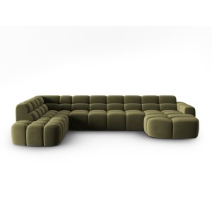 MICADONI Lisa 7 pers. hjrnesofa, venstre - lysegrn fljl stof