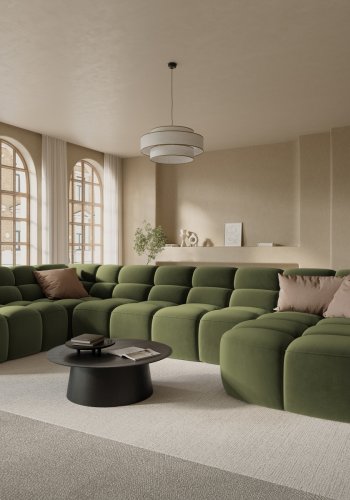 MICADONI  Venstre hjrnesofa i flyel, Lisa, 7 seter, 387x234x77