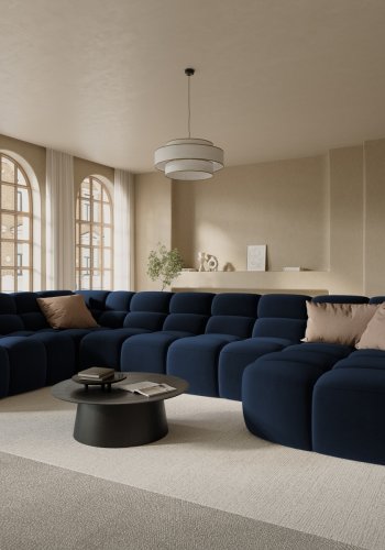 MICADONI  Venstre hjrnesofa i flyel, Lisa, 7 seter, 387x234x77