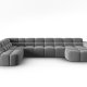 MICADONI  Venstre hjrnesofa i flyel, Lisa, 7 seter, 387x234x77