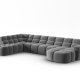 MICADONI  Venstre hjrnesofa i flyel, Lisa, 7 seter, 387x234x77