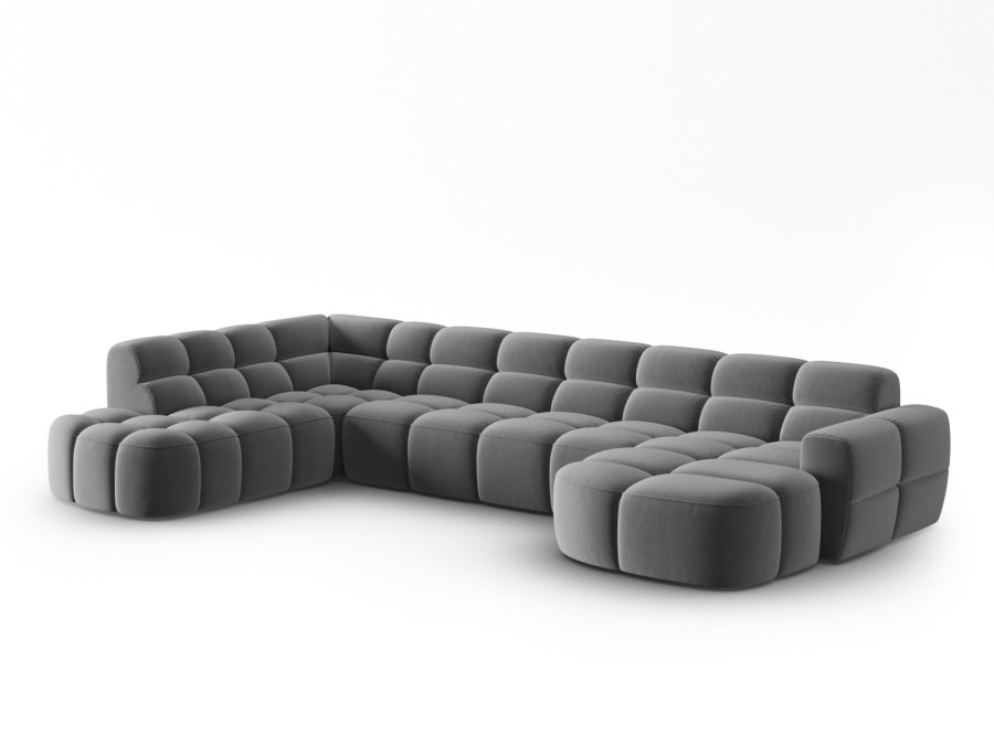 MICADONI  Venstre hjrnesofa i flyel, Lisa, 7 seter, 387x234x77