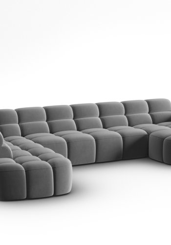 MICADONI  Venstre hjrnesofa i flyel, Lisa, 7 seter, 387x234x77