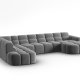 MICADONI  Venstre hjrnesofa i flyel, Lisa, 7 seter, 387x234x77