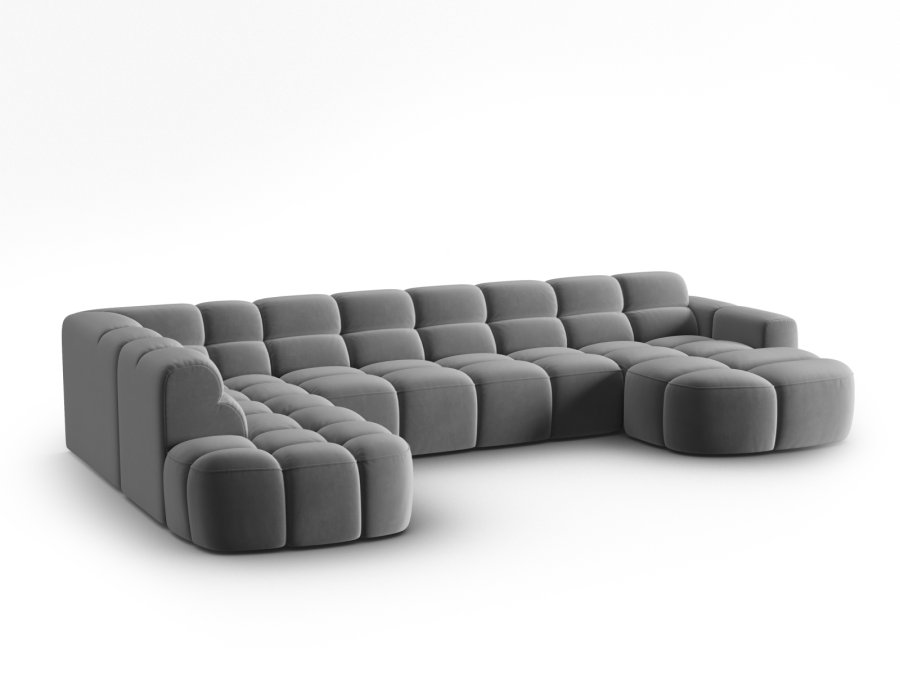 MICADONI  Venstre hjrnesofa i flyel, Lisa, 7 seter, 387x234x77