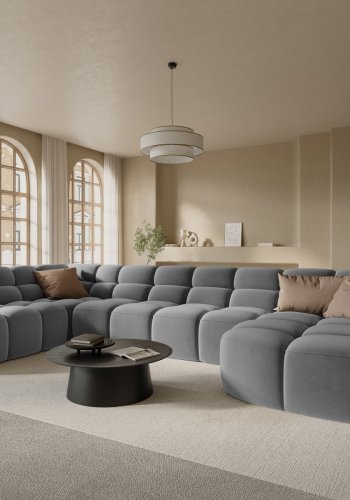 MICADONI  Venstre hjrnesofa i flyel, Lisa, 7 seter, 387x234x77